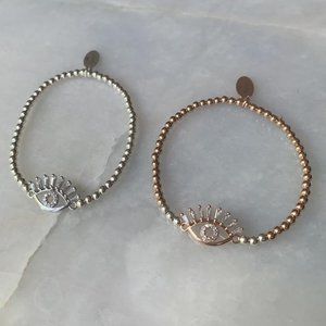 Dainty Evil Eye Charm bracelet • 18kt rose gold